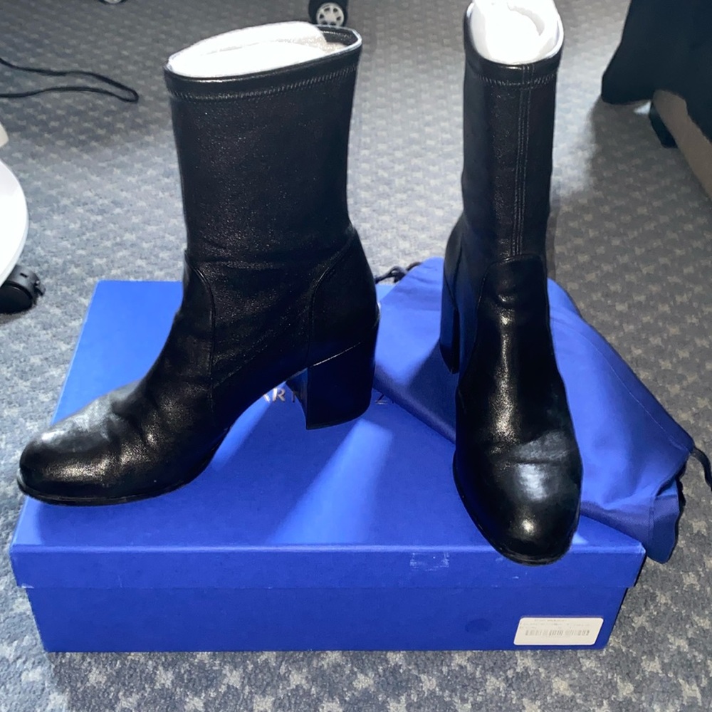 Stuart Weitzman black sock boot heels